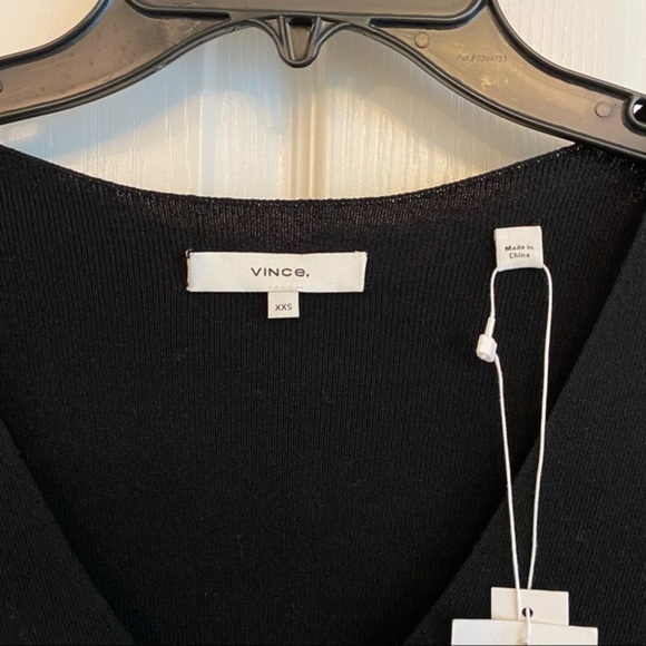 VINCE V-Neck Long Sleeve Dress in Black Size XXS - Picture 6 of 12